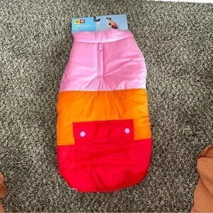 NWT Lego Target Dog Color Block Puffer Jacket Pink Red Orange - Medium